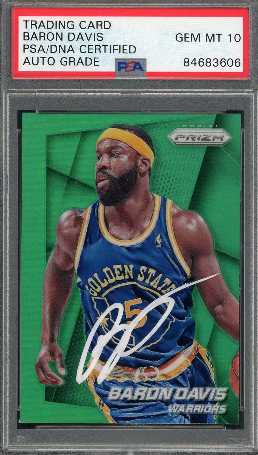 Baron Davis Autographed 2014 Panini Green Prizm Signed Card #166 Auto PSA 10