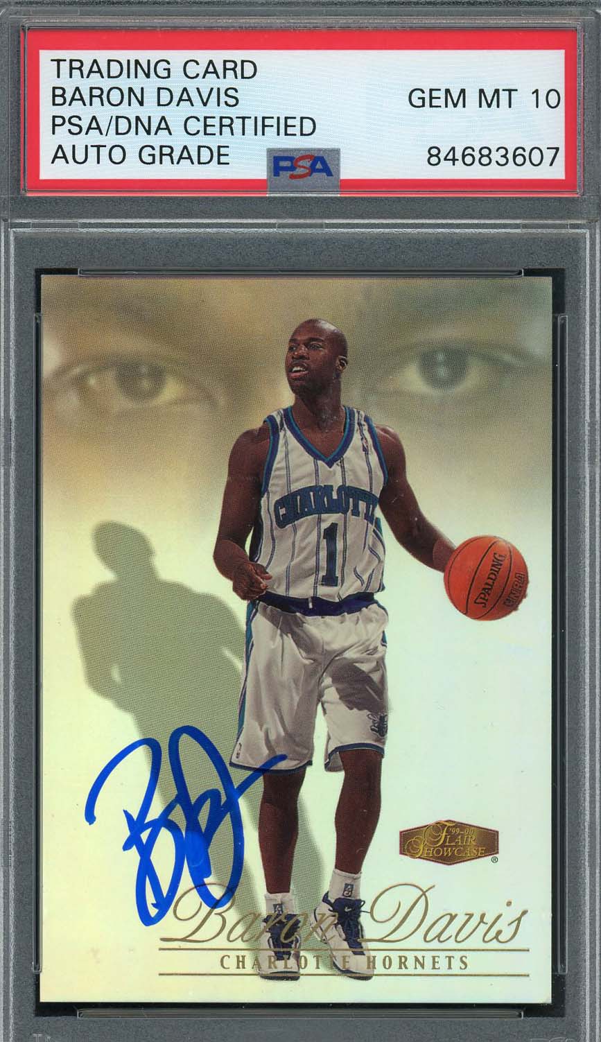 Baron Davis Autographed 1999 Flair Showcase Signed Rookie Card #105 Auto PSA 10