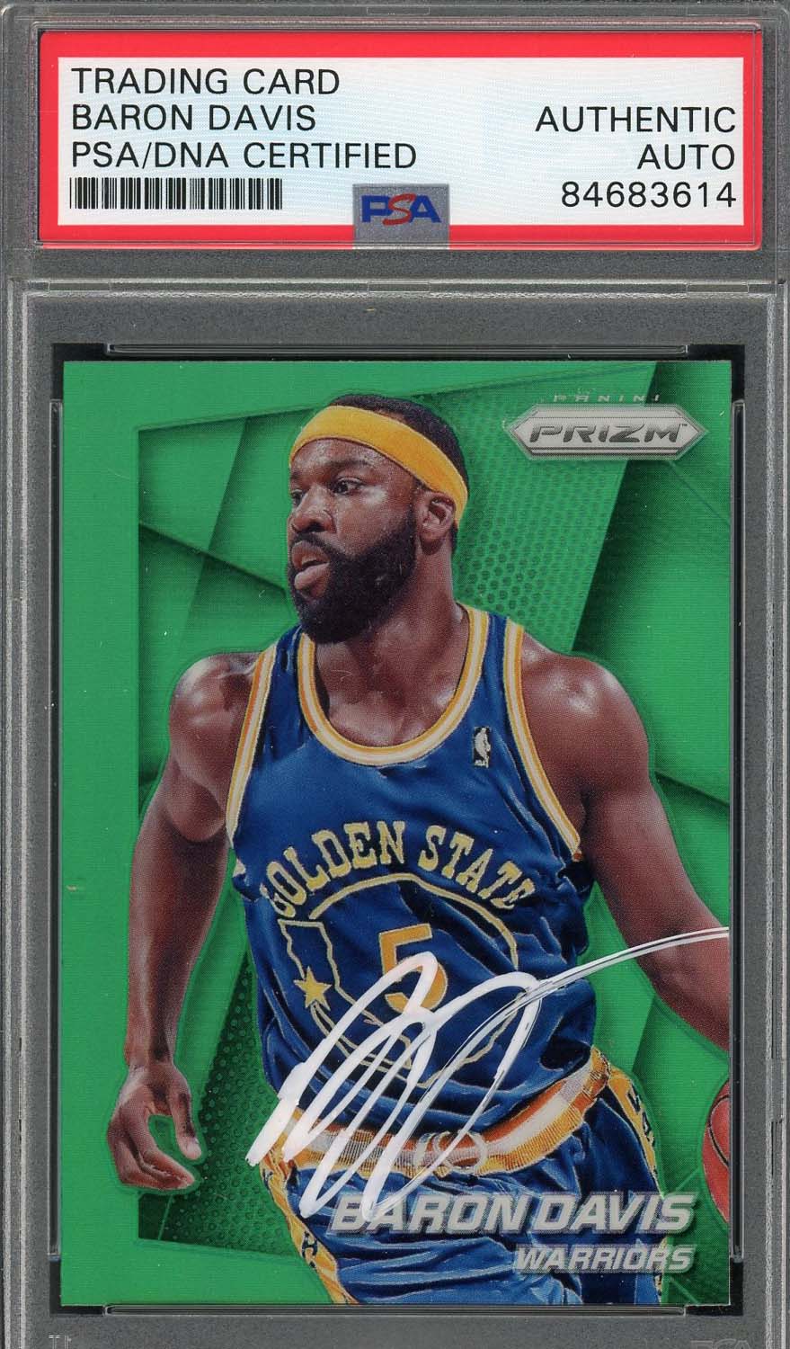 Baron Davis Autographed 2014 Panini Green Prizm Signed Card #166 Auto PSA