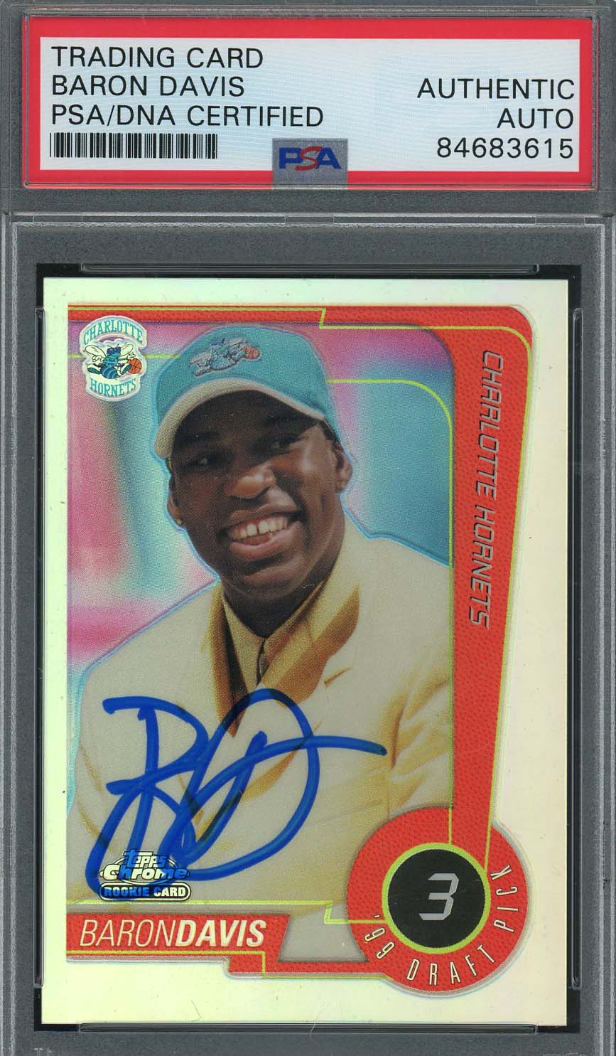 Baron Davis Autographed 1999 Topps Chrome Refractor Rookie Card #116 Auto PSA Baron Davis Autographed 1999 Topps Chrome Refractor Rookie Card #116 Auto PSA