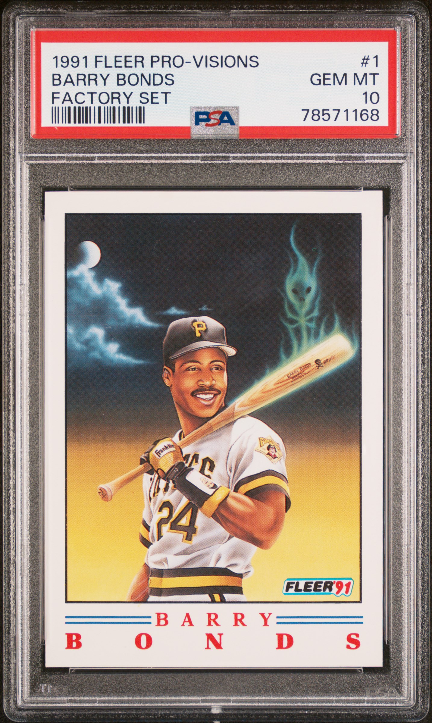 Barry Bonds 1991 Fleer Pro Visions Factory Set Baseball Card #1 Graded PSA 10