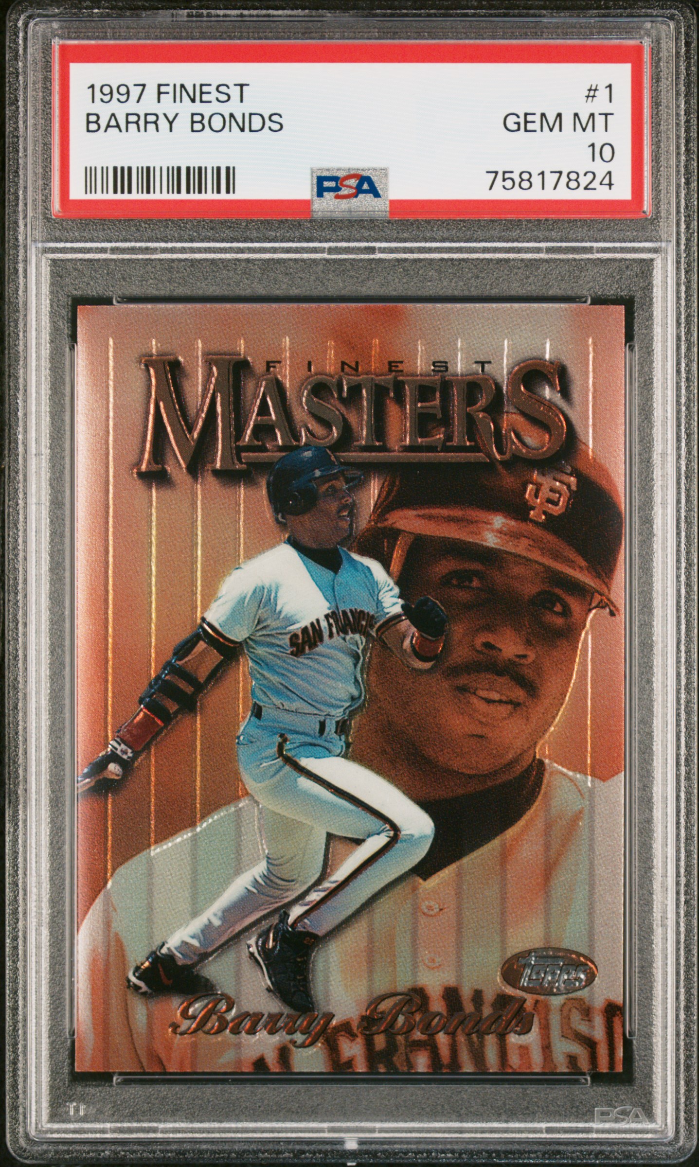 Barry Bonds 1997 Topps Finest Baseball Card #1 Graded PSA 10