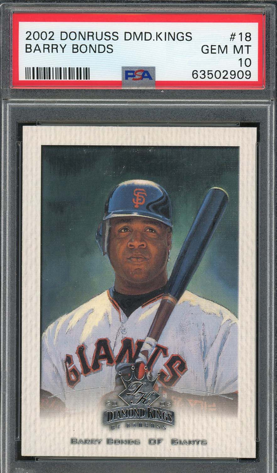 Barry Bonds 2002 Donruss Diamond Kings Baseball Cards #18 Graded PSA 10