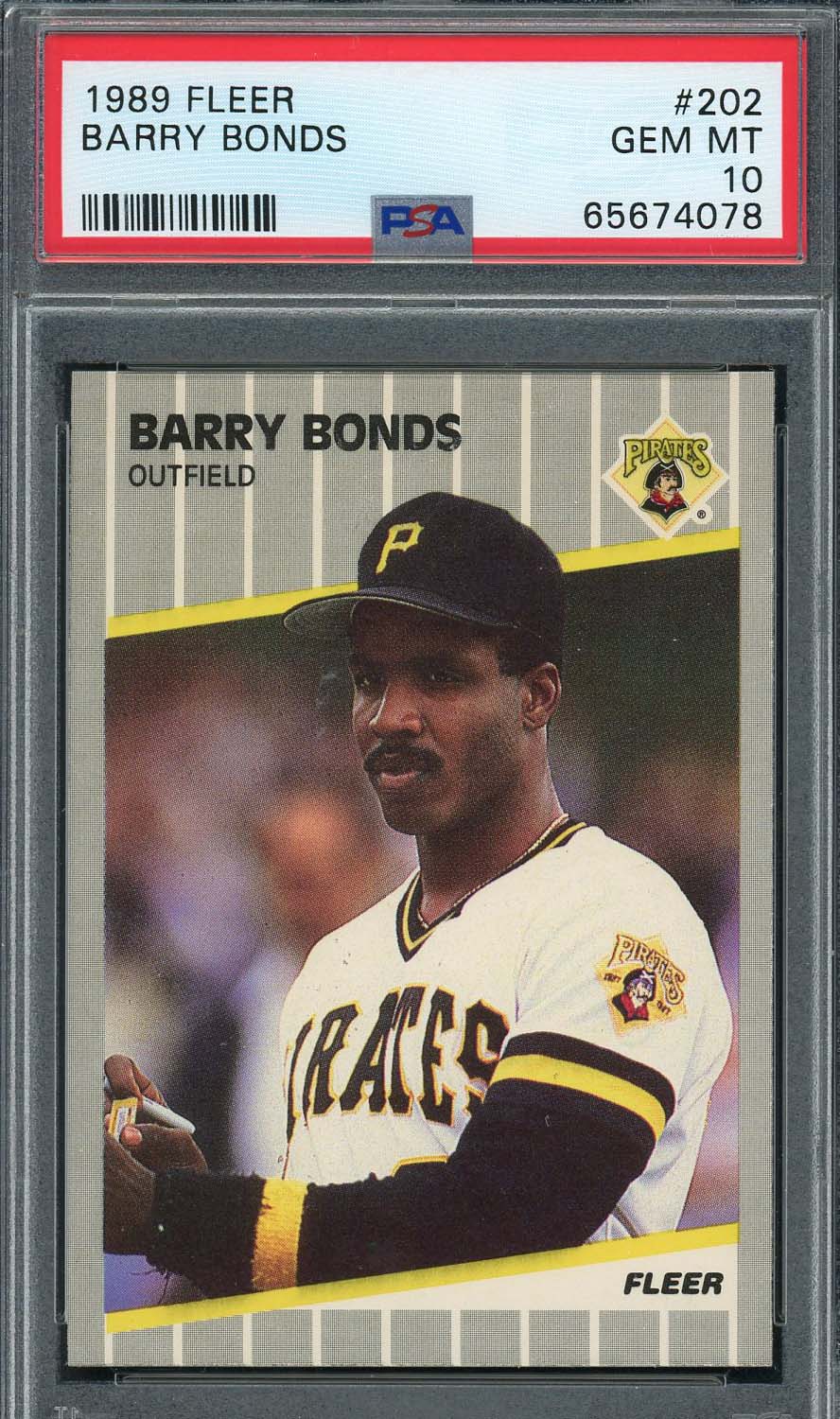 Barry Bonds 1989 Fleer Baseball Card #202 Graded PSA 10
