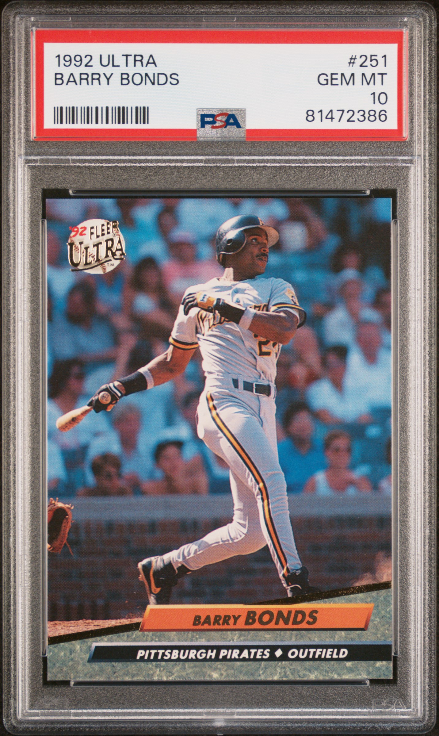 Barry Bonds 1992 Fleer Ultra Baseball Card #251 Graded PSA 10