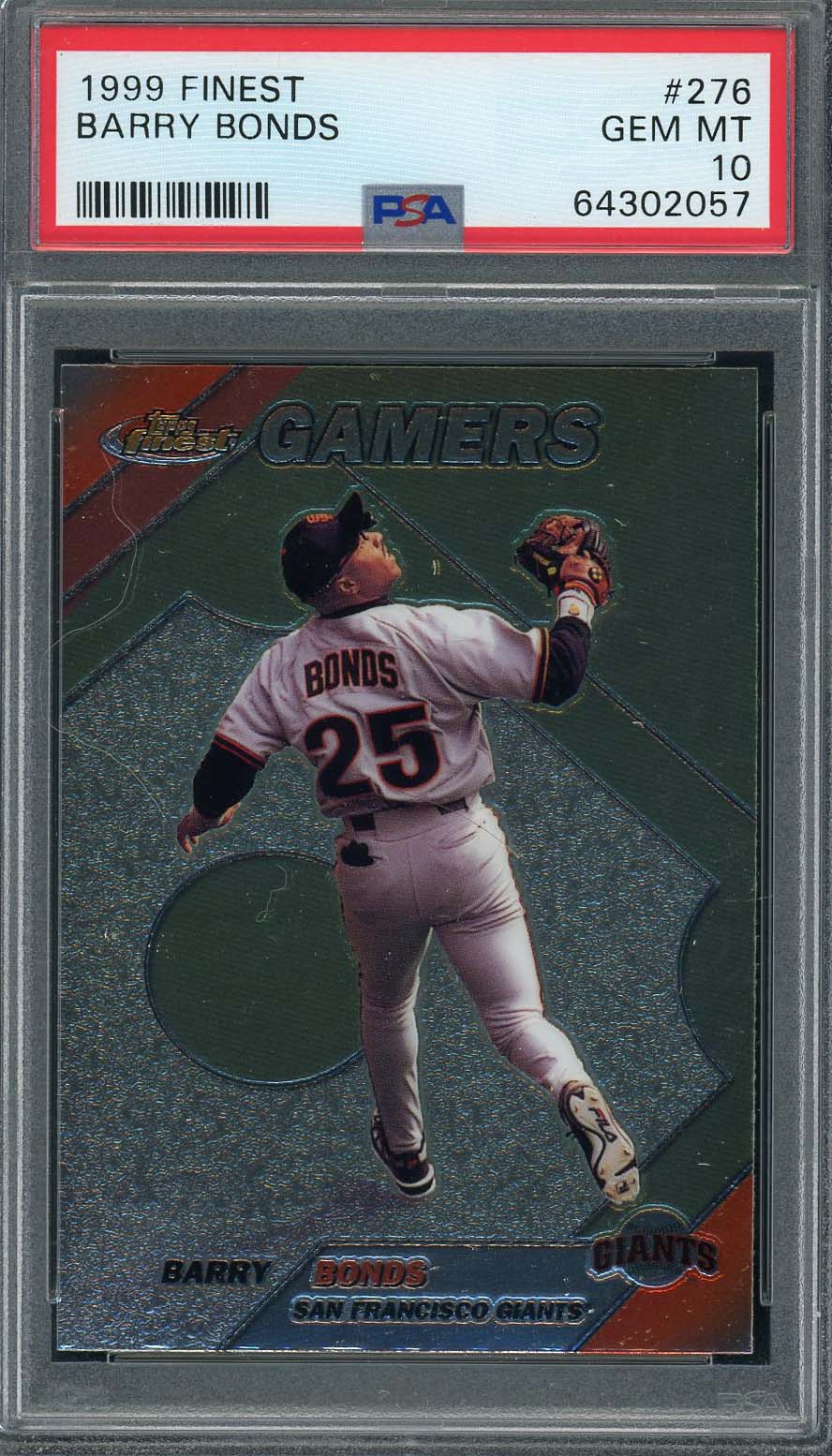 Barry Bonds 1999 Topps Finest Baseball Card #276 Graded PSA 10