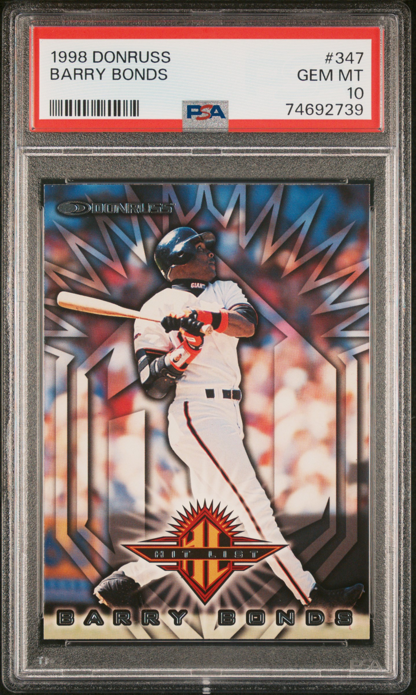 Barry Bonds 1998 Donruss Baseball Card #347 Graded PSA 10