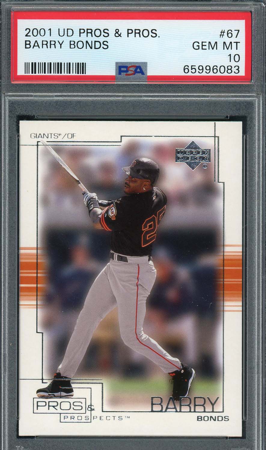 Barry Bonds 2001 Upper Deck Pros & Pros Baseball Card #67 Graded PSA 10