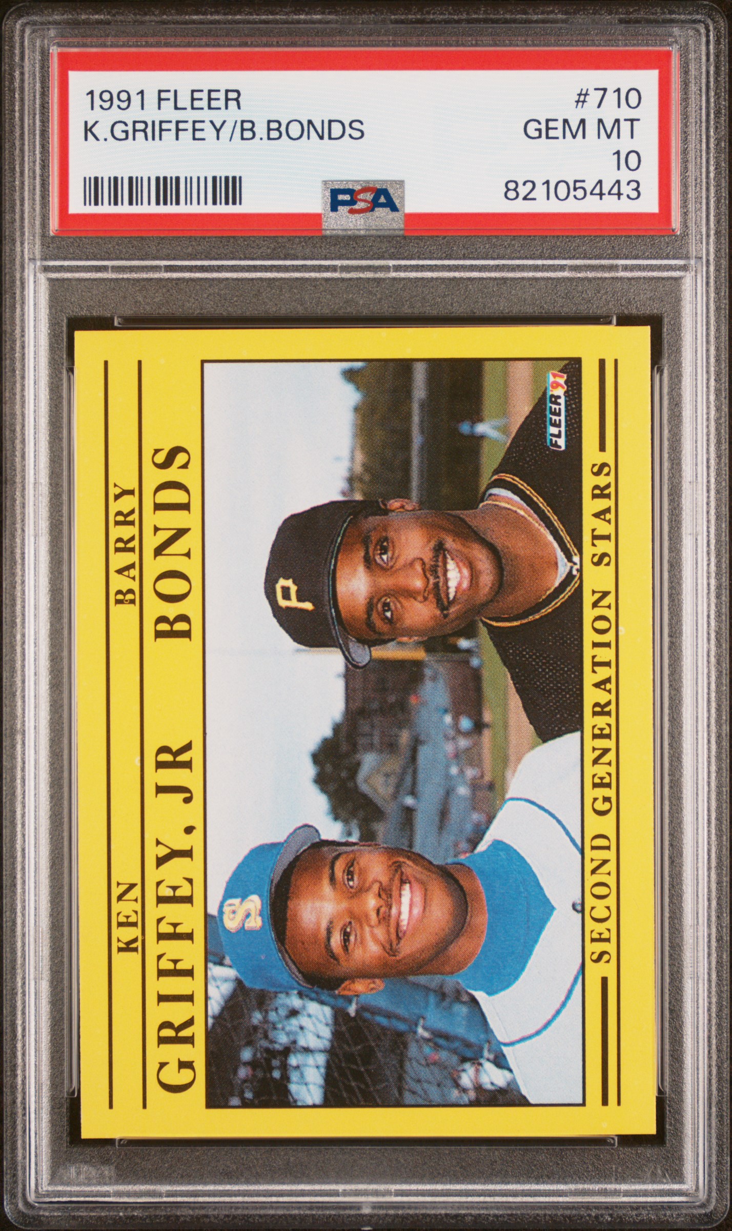 Barry Bonds Ken Griffey Jr 1991 Fleer Baseball Card #710 Graded PSA 10