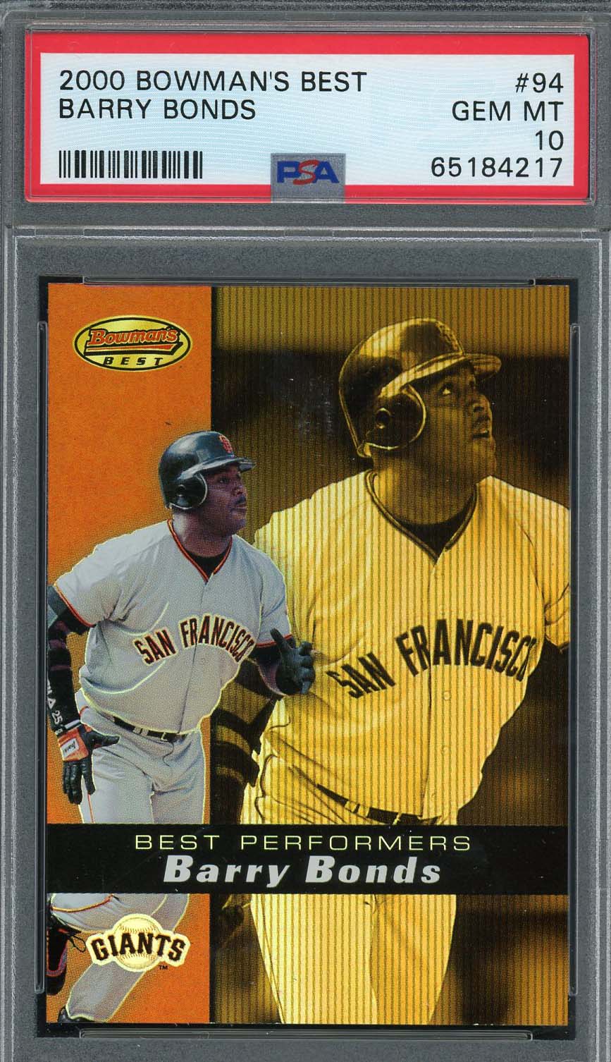Barry Bonds 2000 Bowman's Best Baseball Card #94 Graded PSA 10