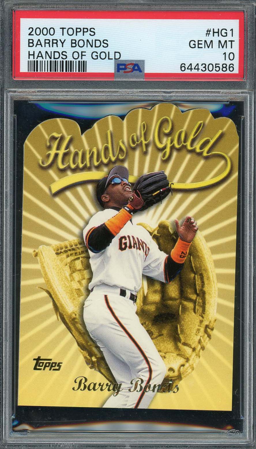 Barry Bonds 2000 Topps Hands of Gold Baseball Card #HG1 Graded PSA 10