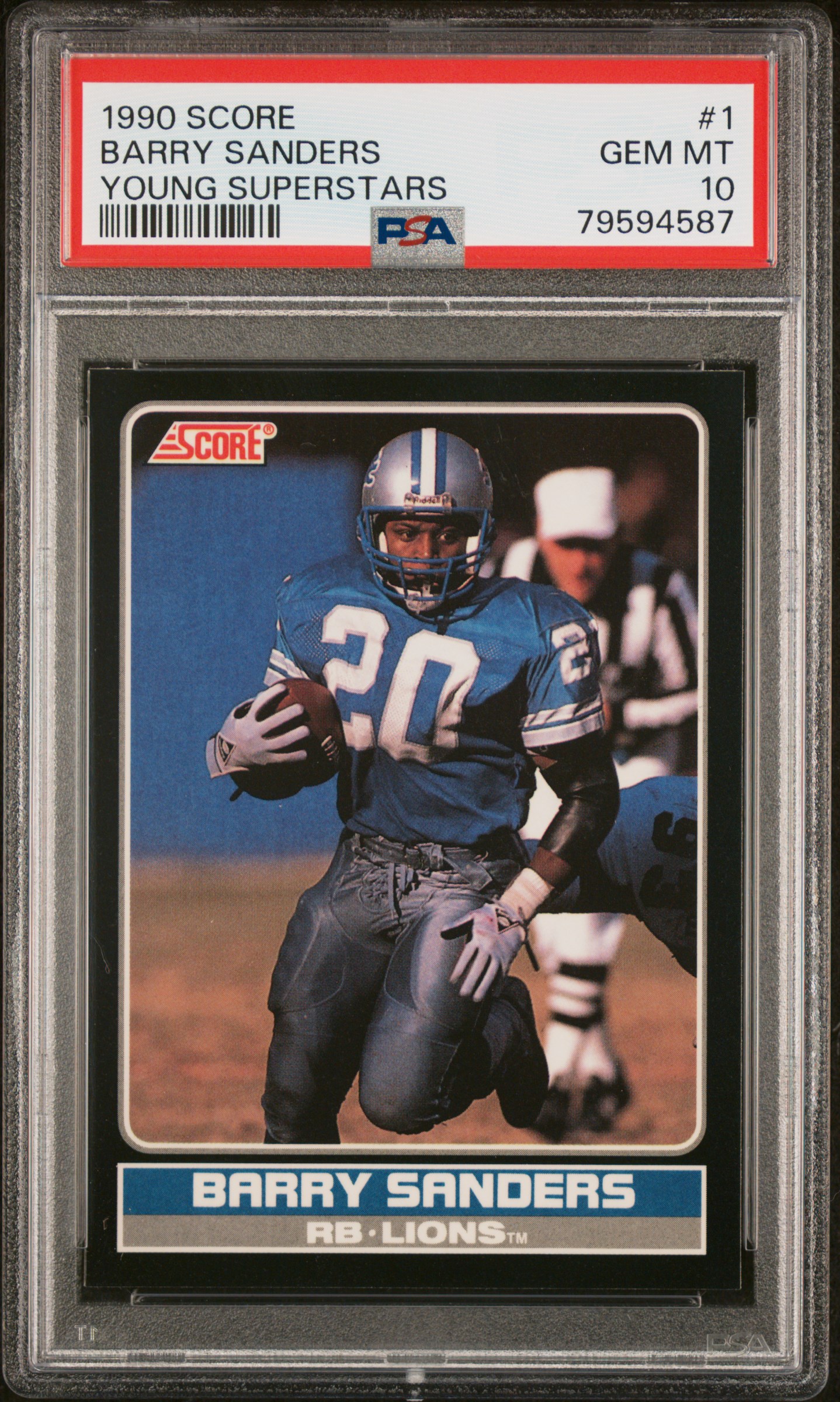Barry Sanders 1990 Score Young Superstars Football Card #1 Graded PSA 10