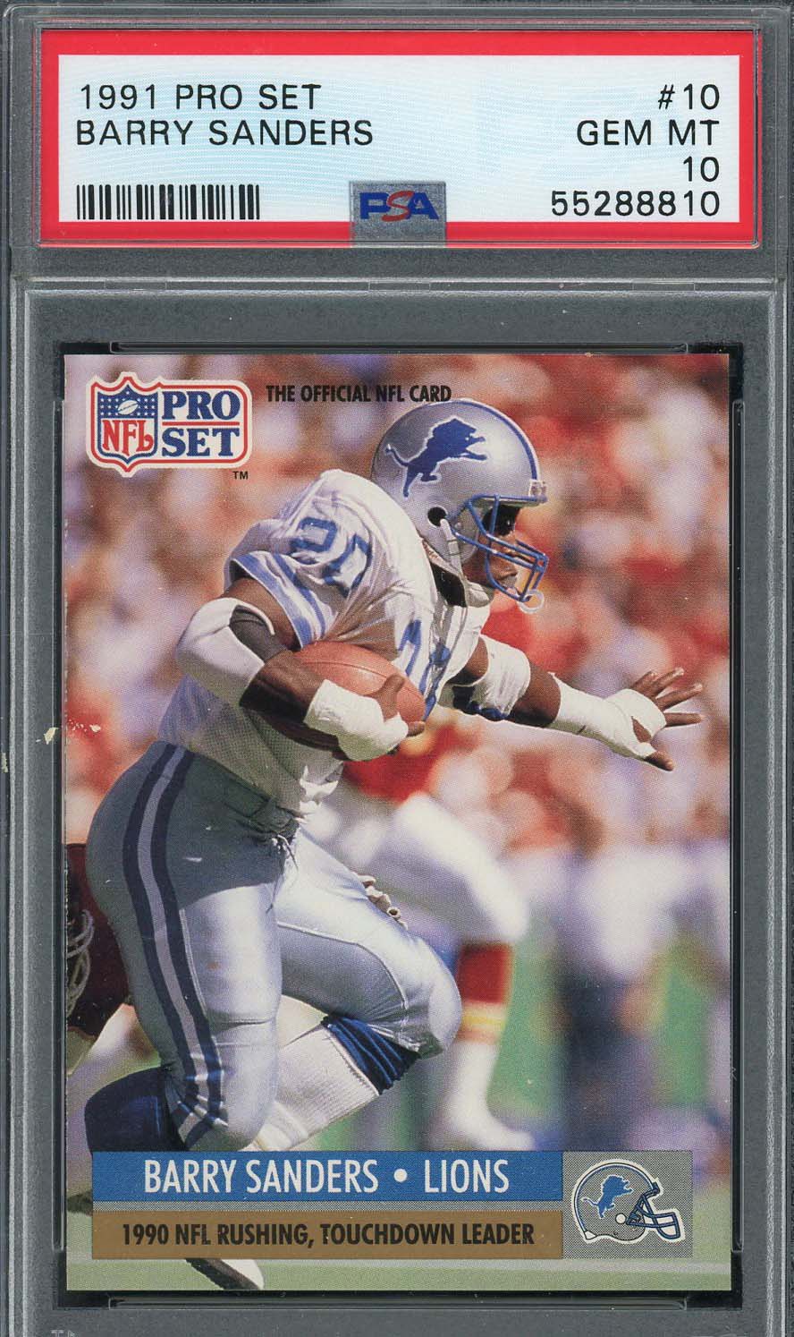 Barry Sanders 1991 Pro Set Football Card #10 Graded PSA 10 Barry Sanders 1991 Pro Set Football Card #10 Graded PSA 10