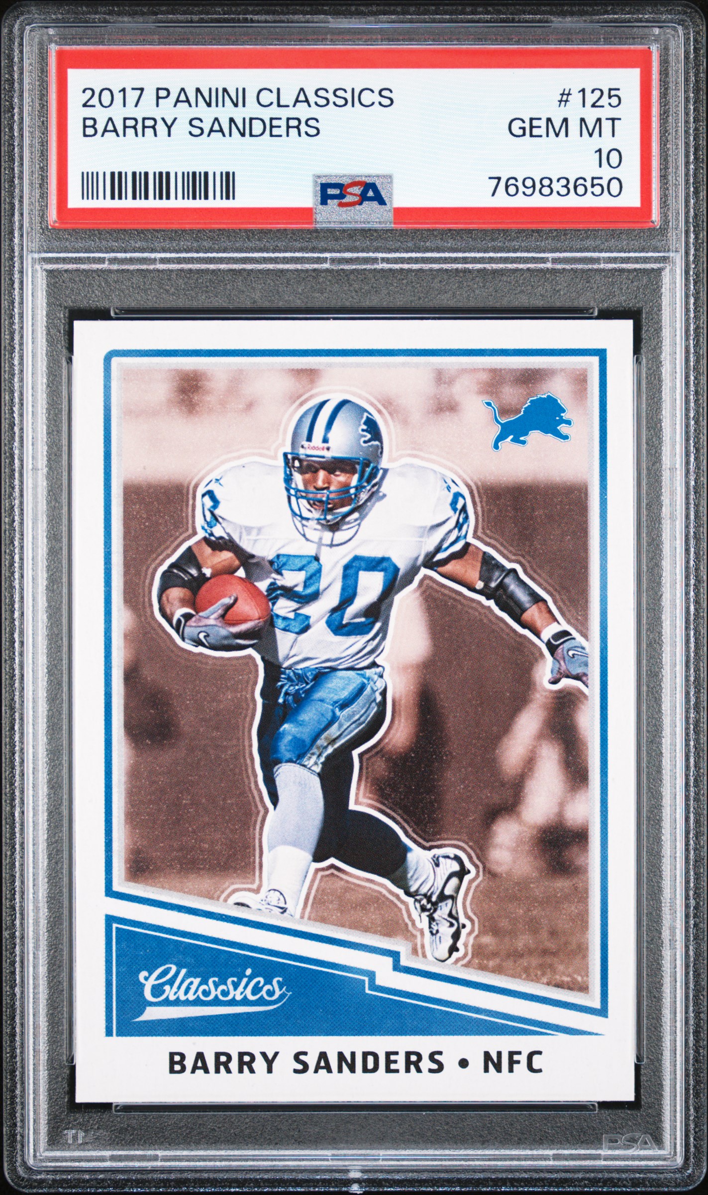Barry Sanders 2017 Panini Classics Football Card #125 Graded PSA 10