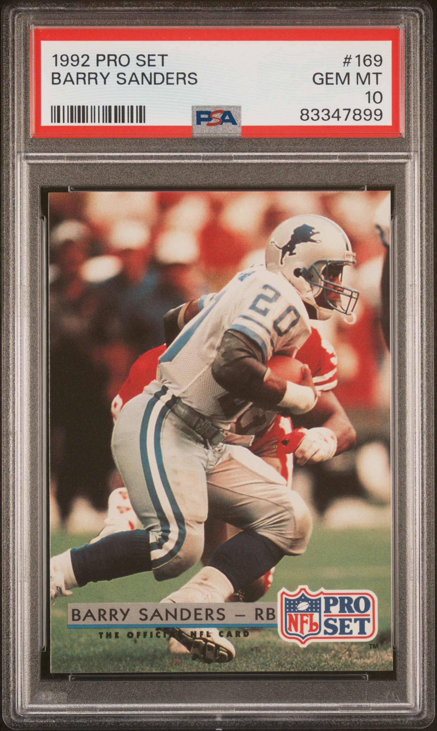 Barry Sanders 1992 Pro Set Football Card #169 Graded PSA 10