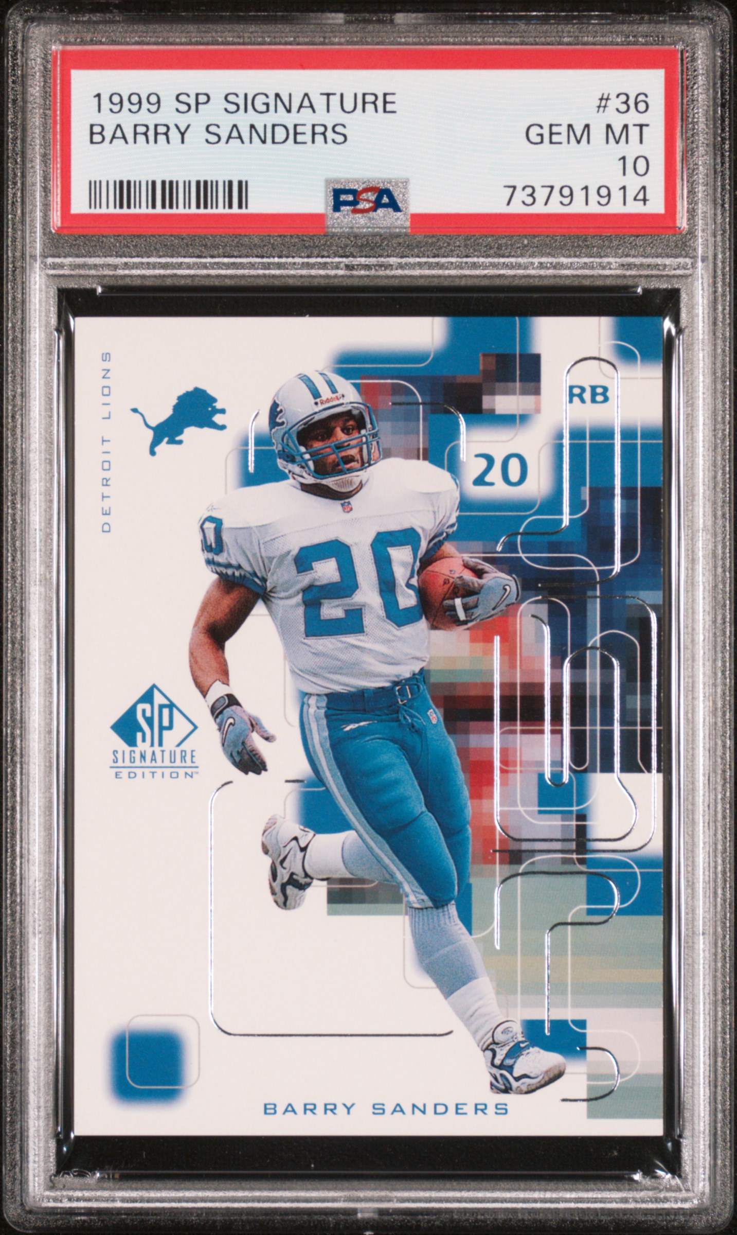 Barry Sanders 1999 Upper Deck SP Signature Football Card #36 Graded PSA 10