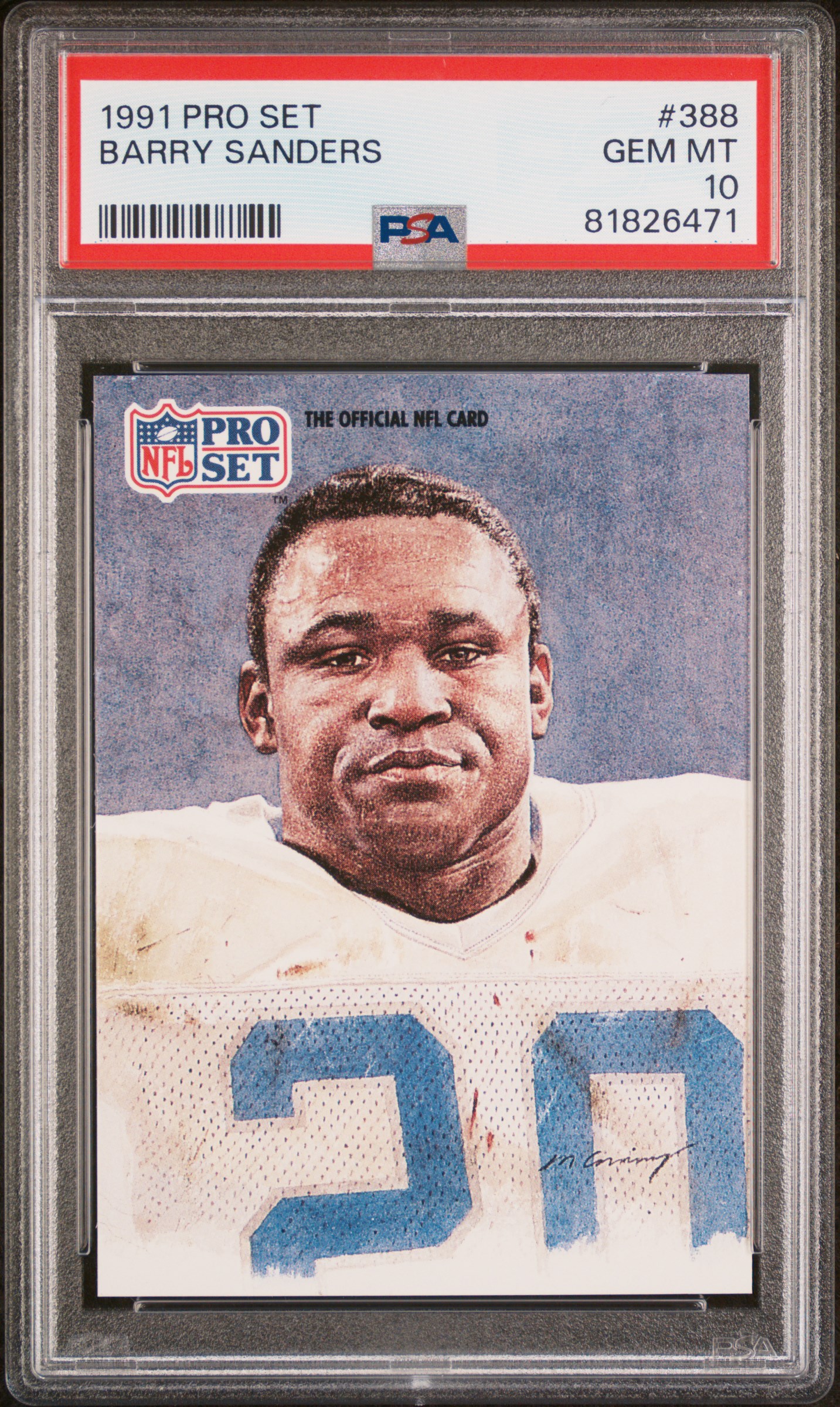 Barry Sanders 1991 Pro Set Football Card #388 Graded PSA 10