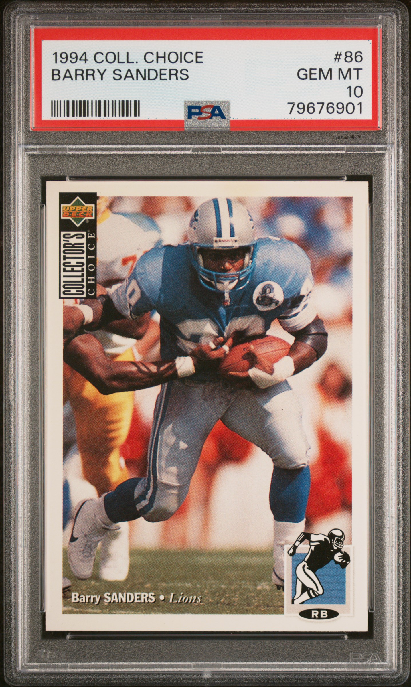 Barry Sanders 1994 Collector's Choice Football Card #86 Graded PSA 10