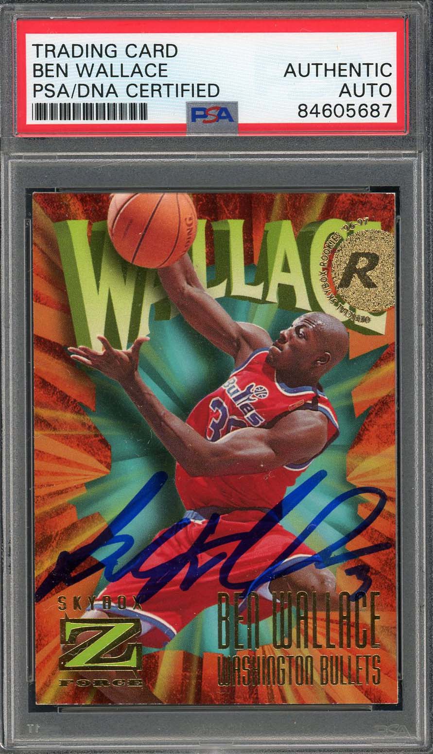 Ben Wallace Autographed 1997 Skybox Z-Force Signed Rookie Card #165 PSA Auto Ben Wallace Autographed 1997 Skybox Z-Force Signed Rookie Card #165 PSA Auto
