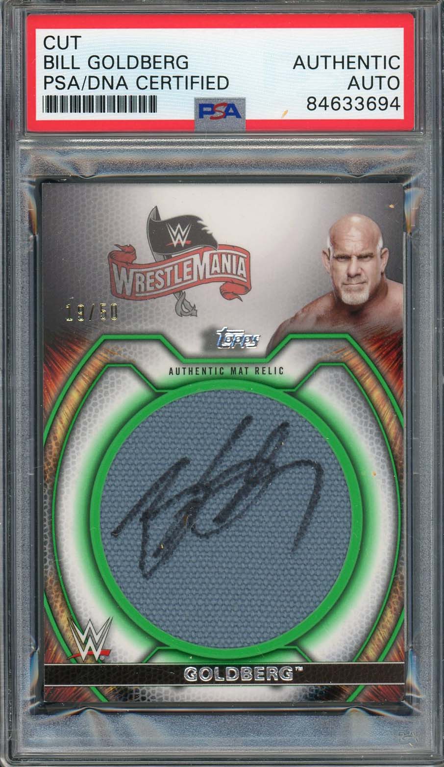 Bill Goldberg Autographed 2021 WWE Topps Mat Relic Signed Card PSA Auto 19/50