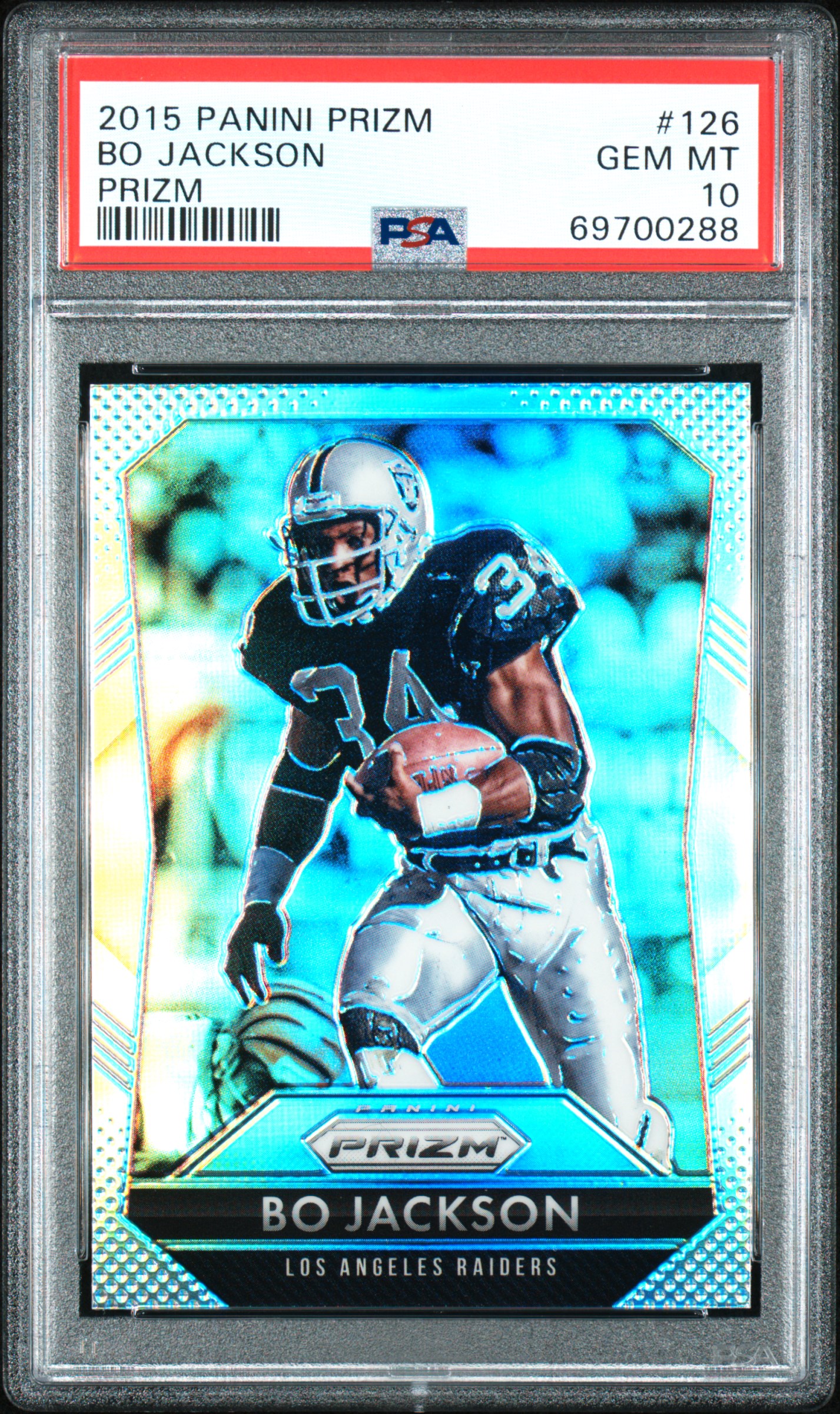 Bo Jackson 2015 Panini Silver Prizm Football Card #126 Graded PSA 10