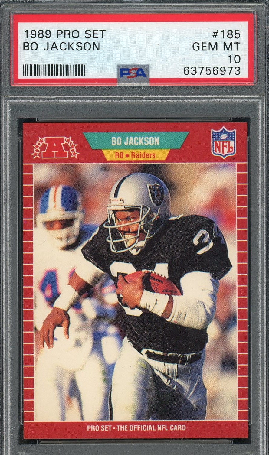 Bo Jackson 1989 Pro Set Football Card #185 Graded PSA 10