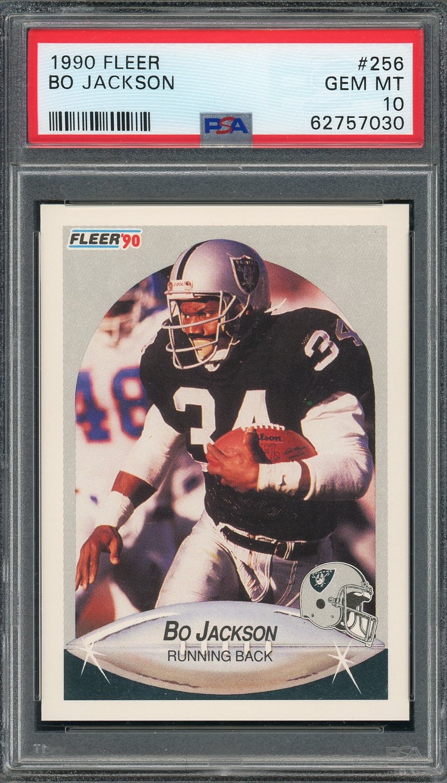 Bo Jackson 1990 Fleer Football Card #256 Graded PSA 10