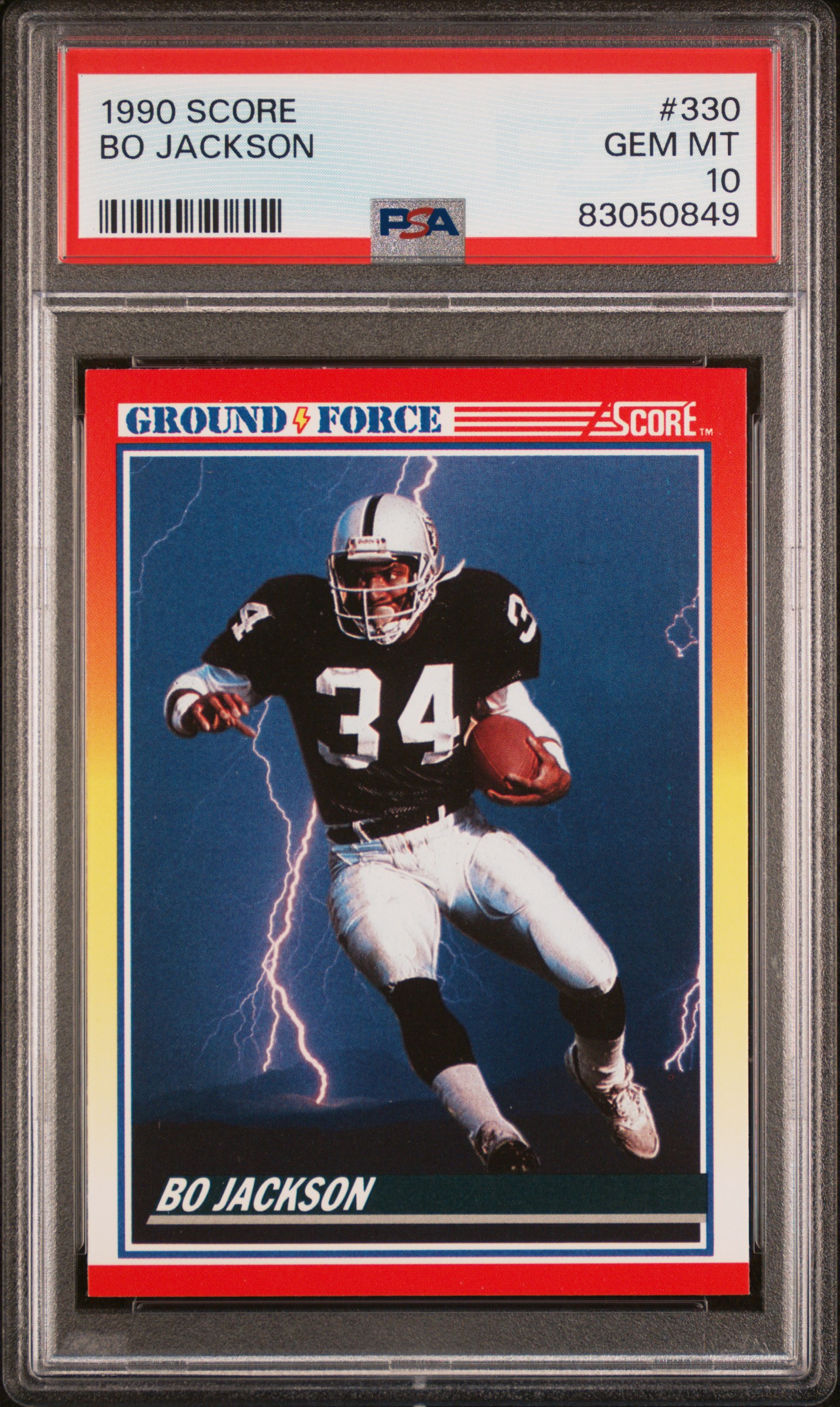 Bo Jackson 1990 Score Ground Force Football Card #330 Graded PSA 10