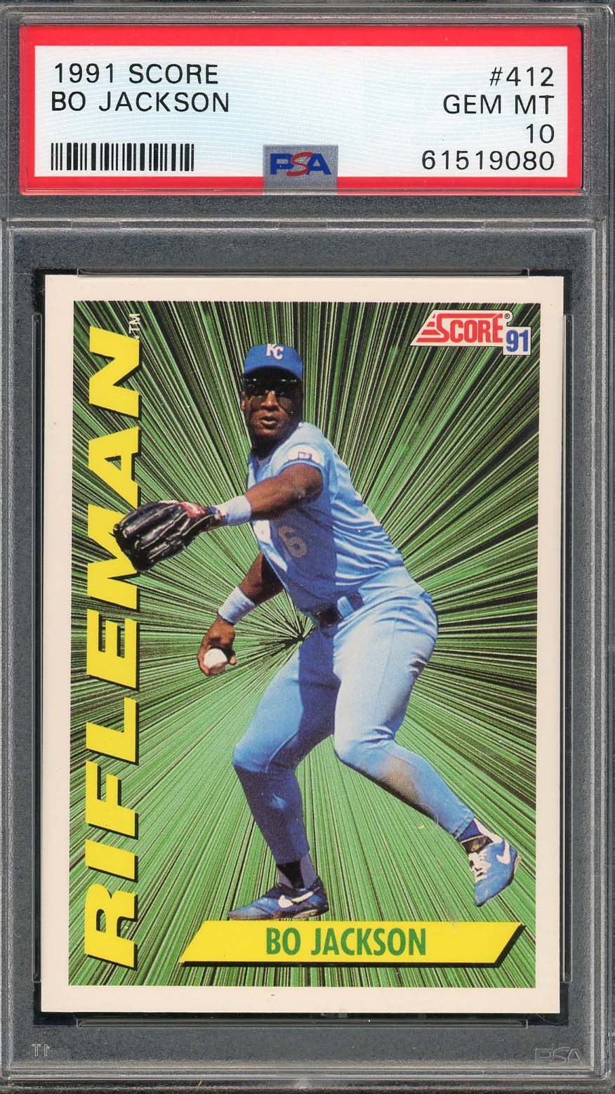 Bo Jackson 1991 Score Baseball Card #412 Graded PSA 10