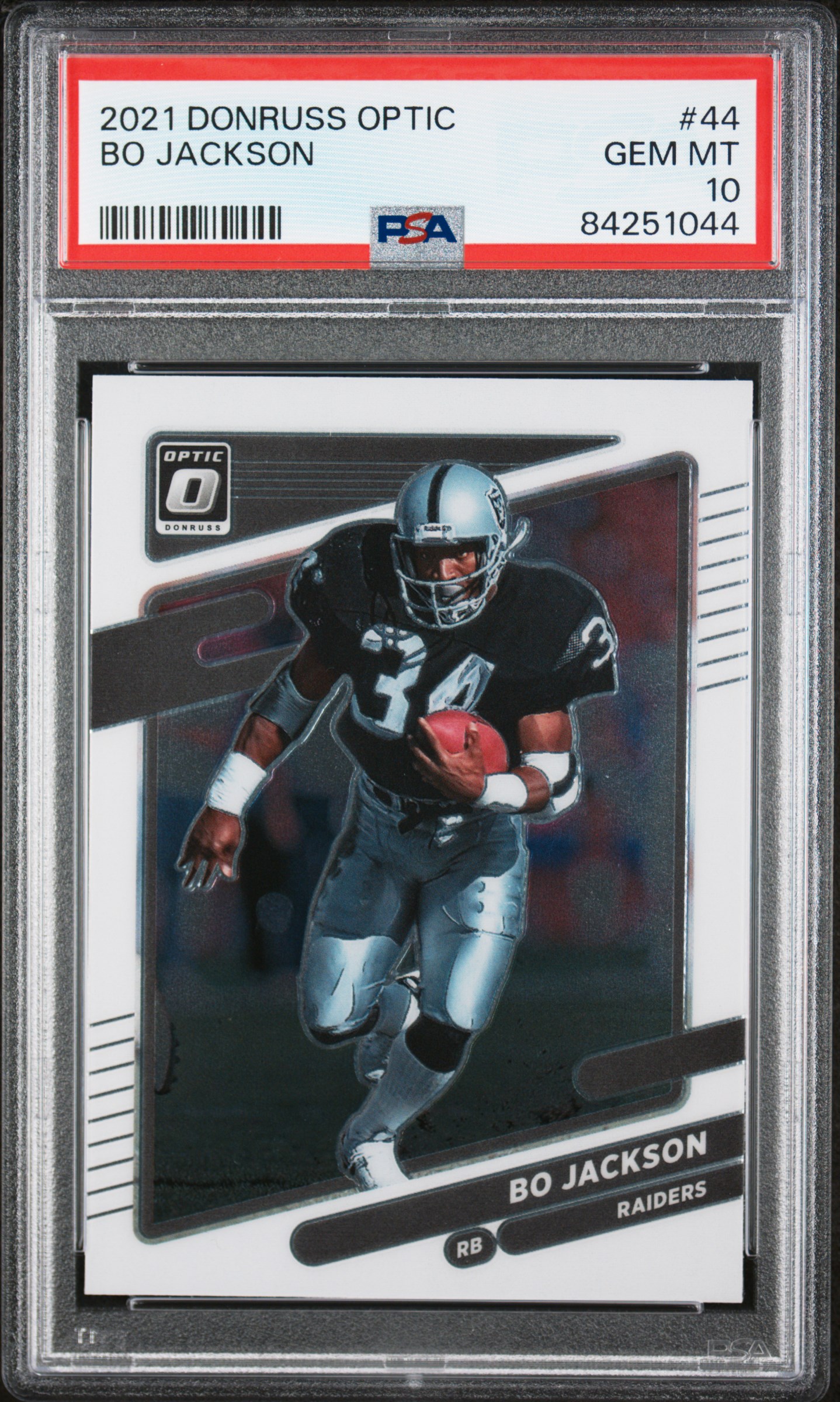 Bo Jackson 2021 Panini Donruss Optic Football Card #44 Graded PSA 10