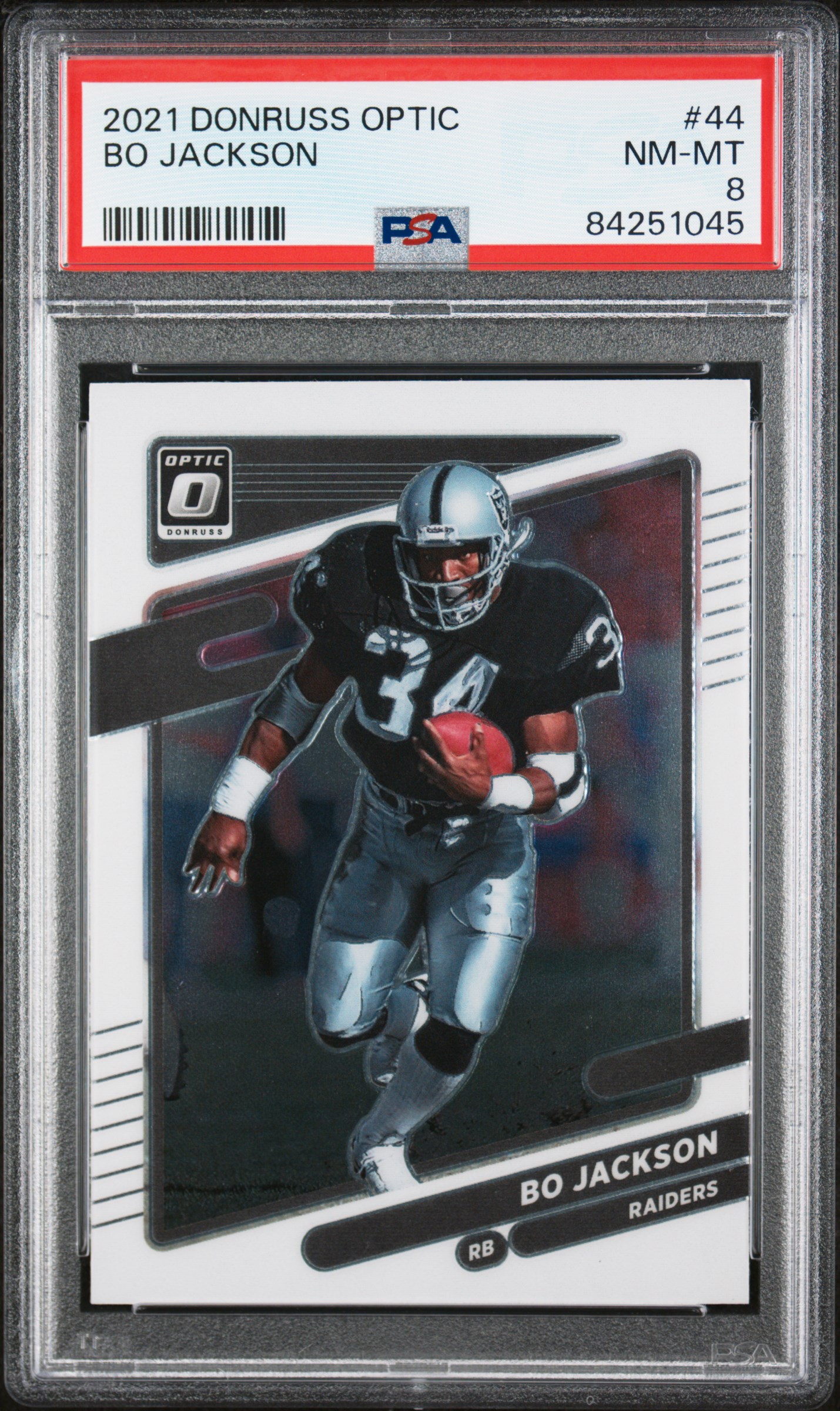 Bo Jackson 2021 Panini Donruss Optic Football Card #44 Graded PSA 8