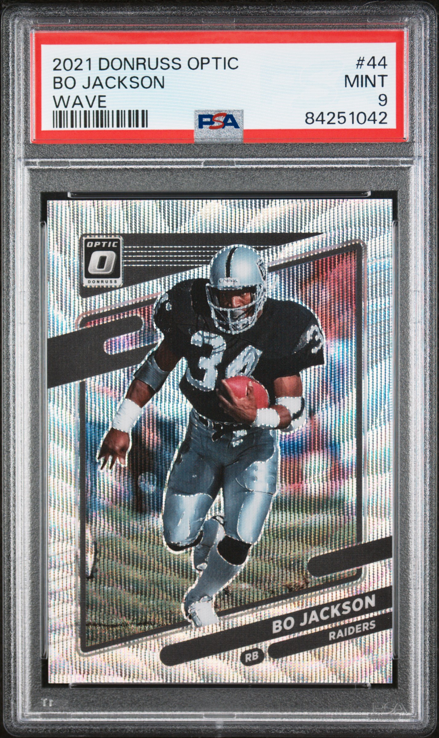 Bo Jackson 2021 Panini Donruss Optic Wave Football Card #44 Graded PSA 9