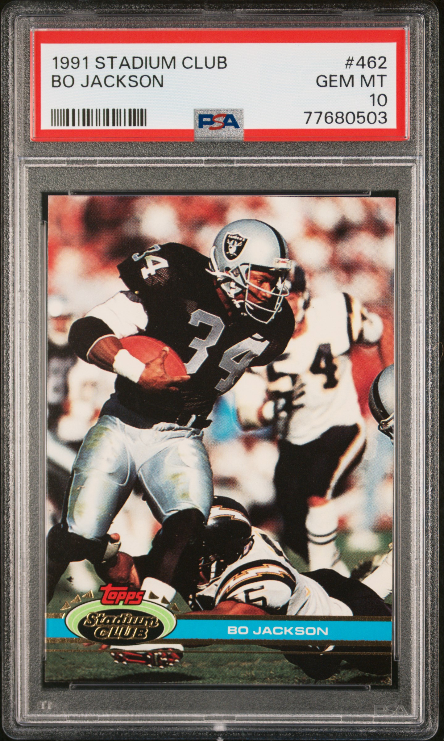 Bo Jackson 1991 Topps Stadium Club Football Card #462 Graded PSA 10