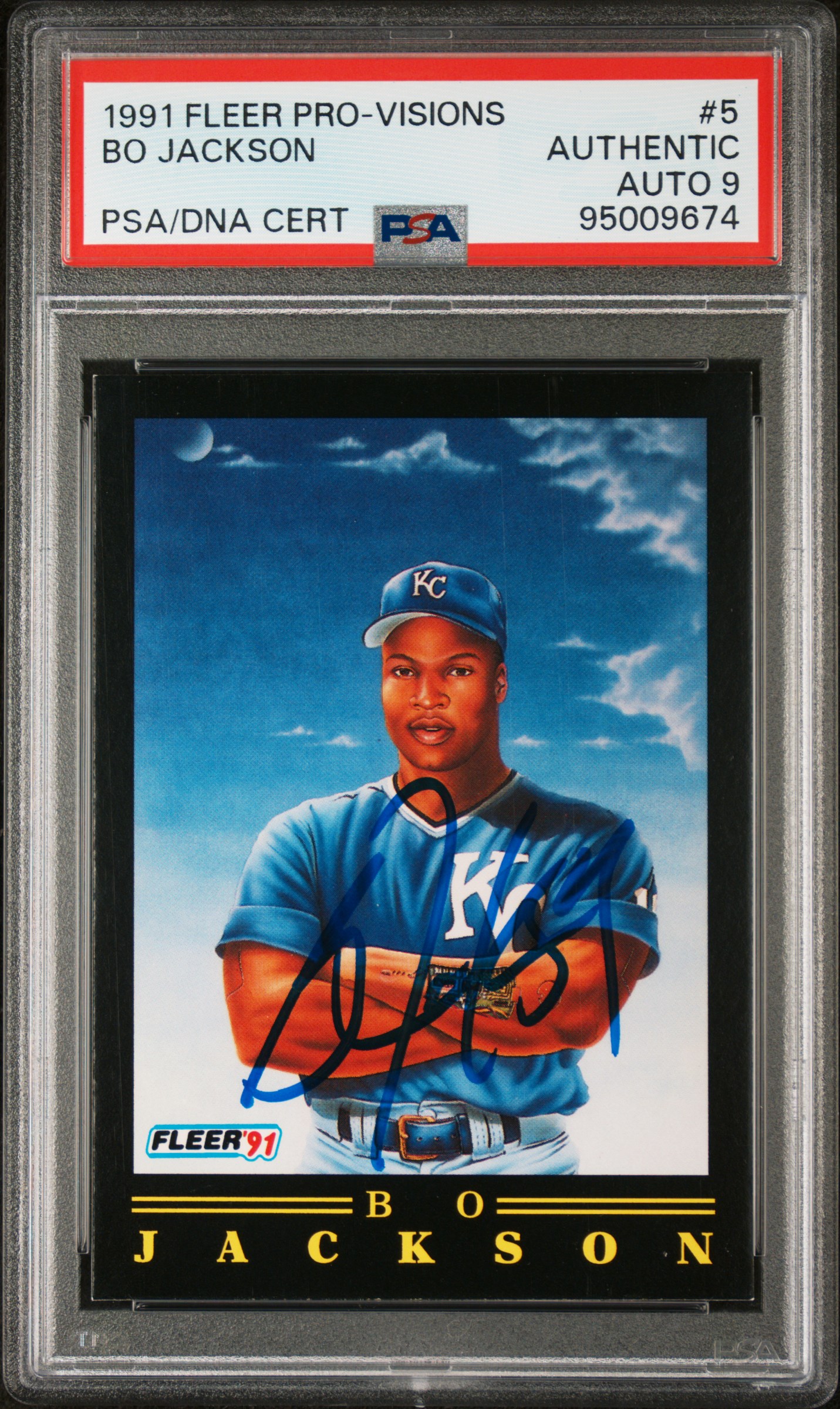 Bo Jackson 1991 Fleer Pro-Visions Signed Baseball Card #5 Auto Graded PSA 9 9674