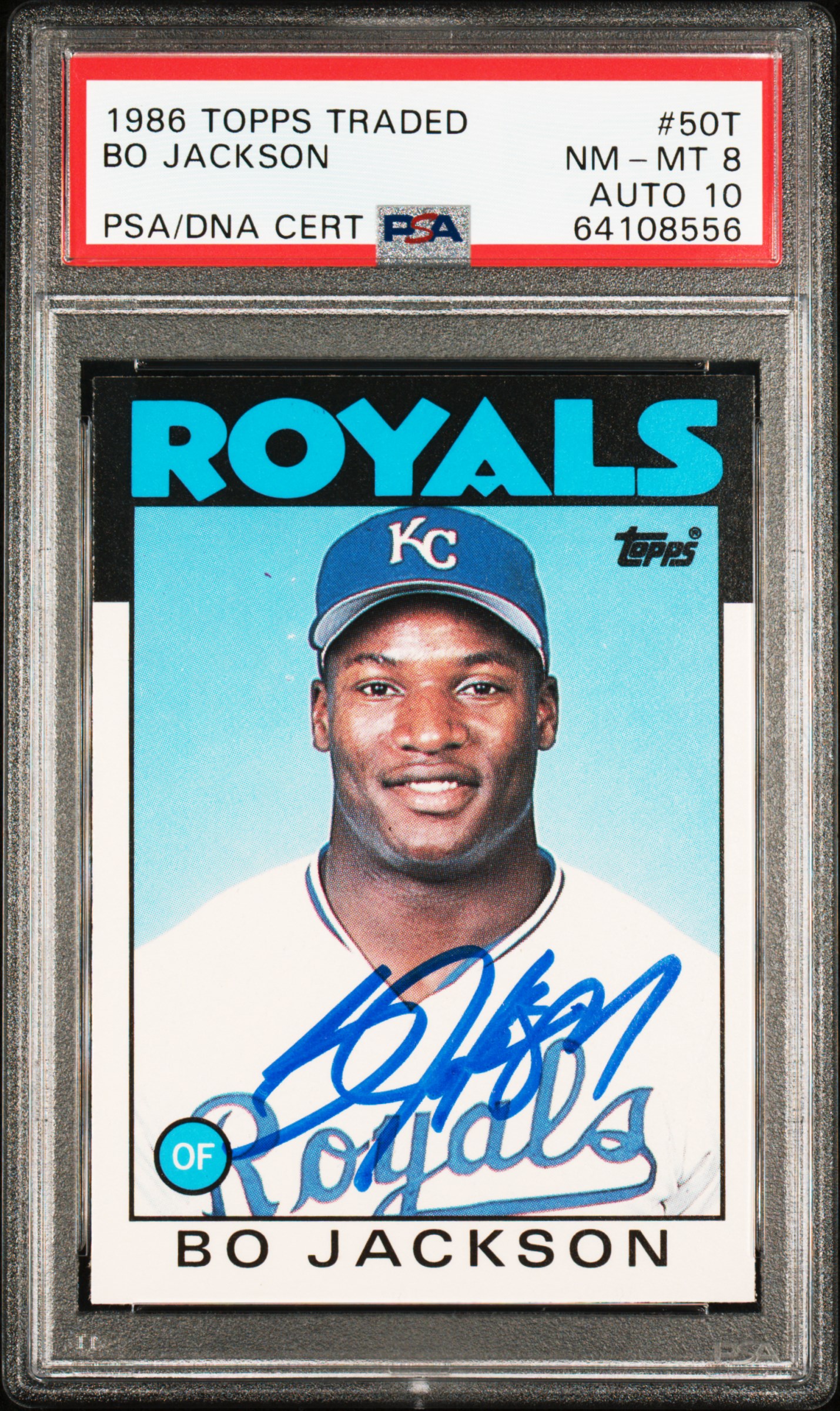 Bo Jackson 1986 Topps Traded Signed Rookie Card #50T Auto Graded PSA 10 64108556