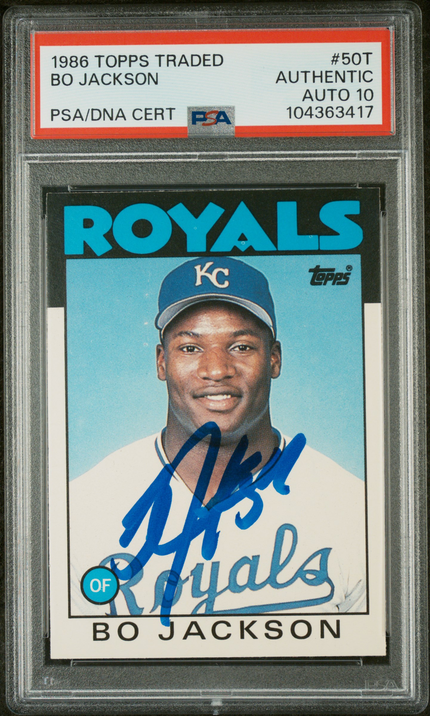 Bo Jackson 1986 Topps Traded Signed Rookie Card #50T Auto Graded PSA 10 04363417