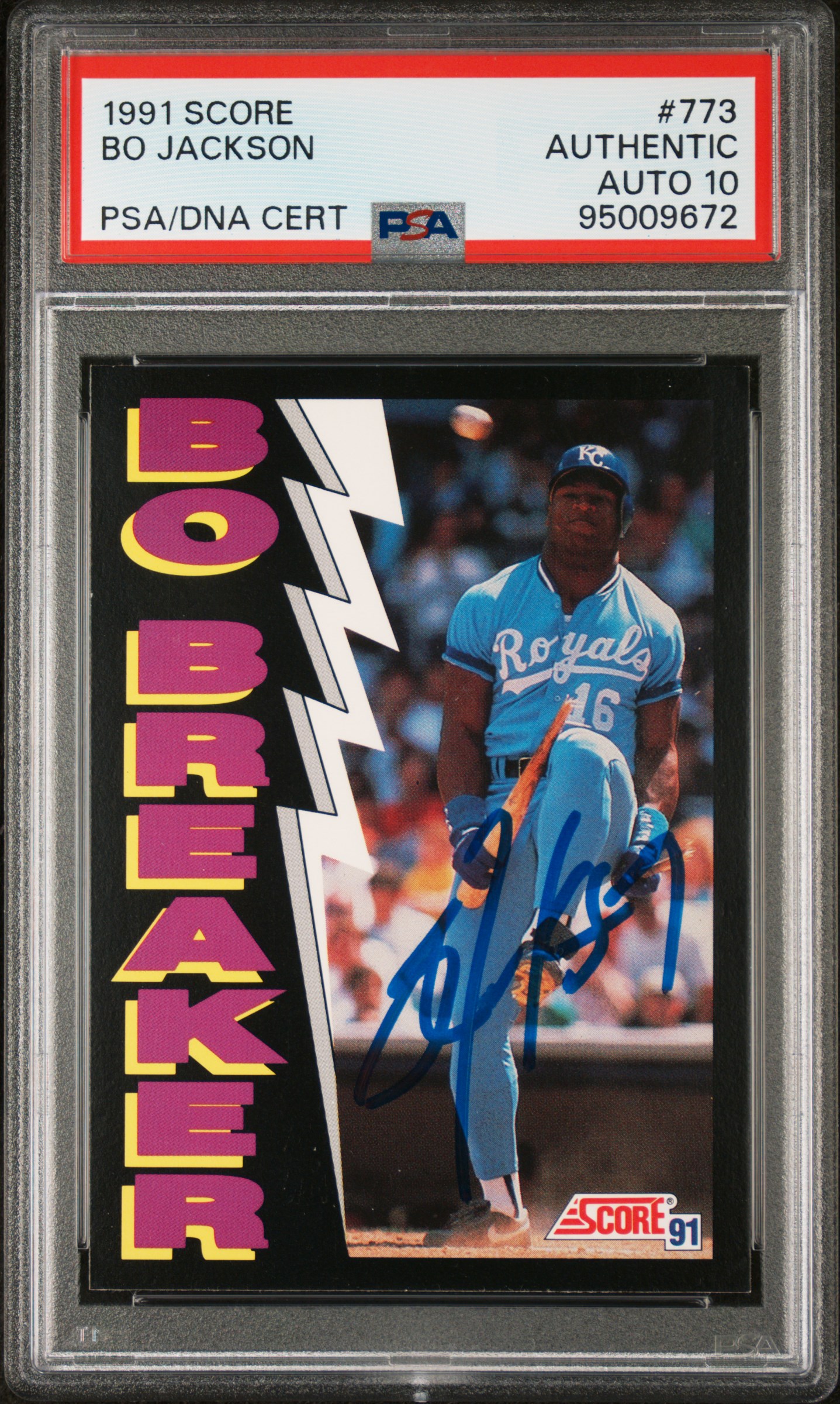 Bo Jackson 1991 Score Signed Baseball Card #773 Auto Graded PSA 10 95009672