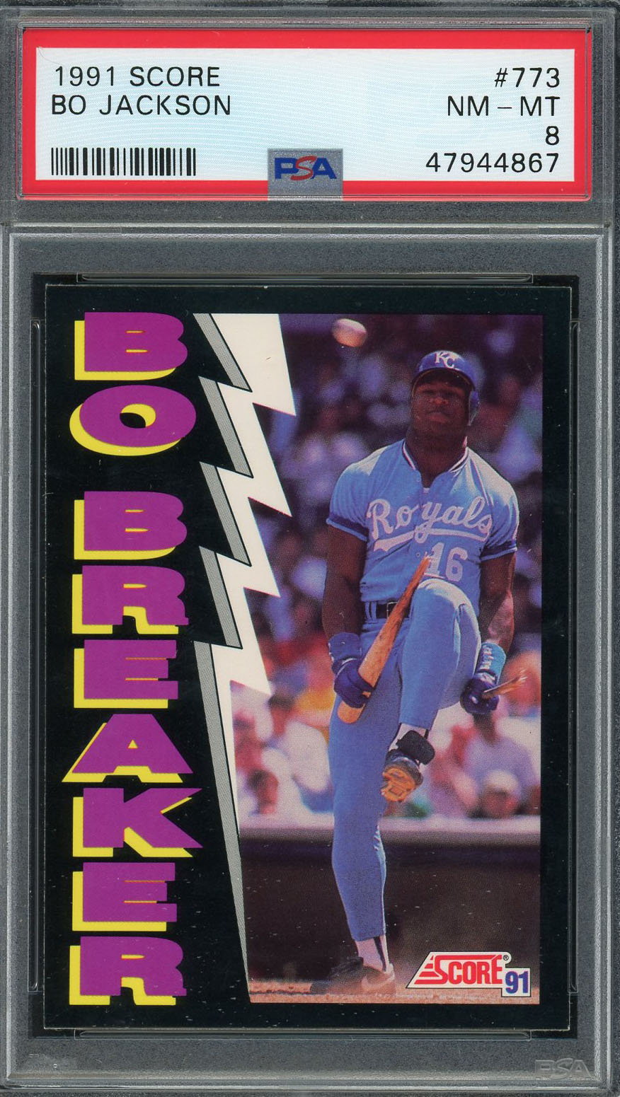 Bo Jackson 1991 Score Bo Breaker Baseball Card #773 Graded PSA 8 Bo Jackson 1991 Score Bo Breaker Baseball Card #773 Graded PSA 8