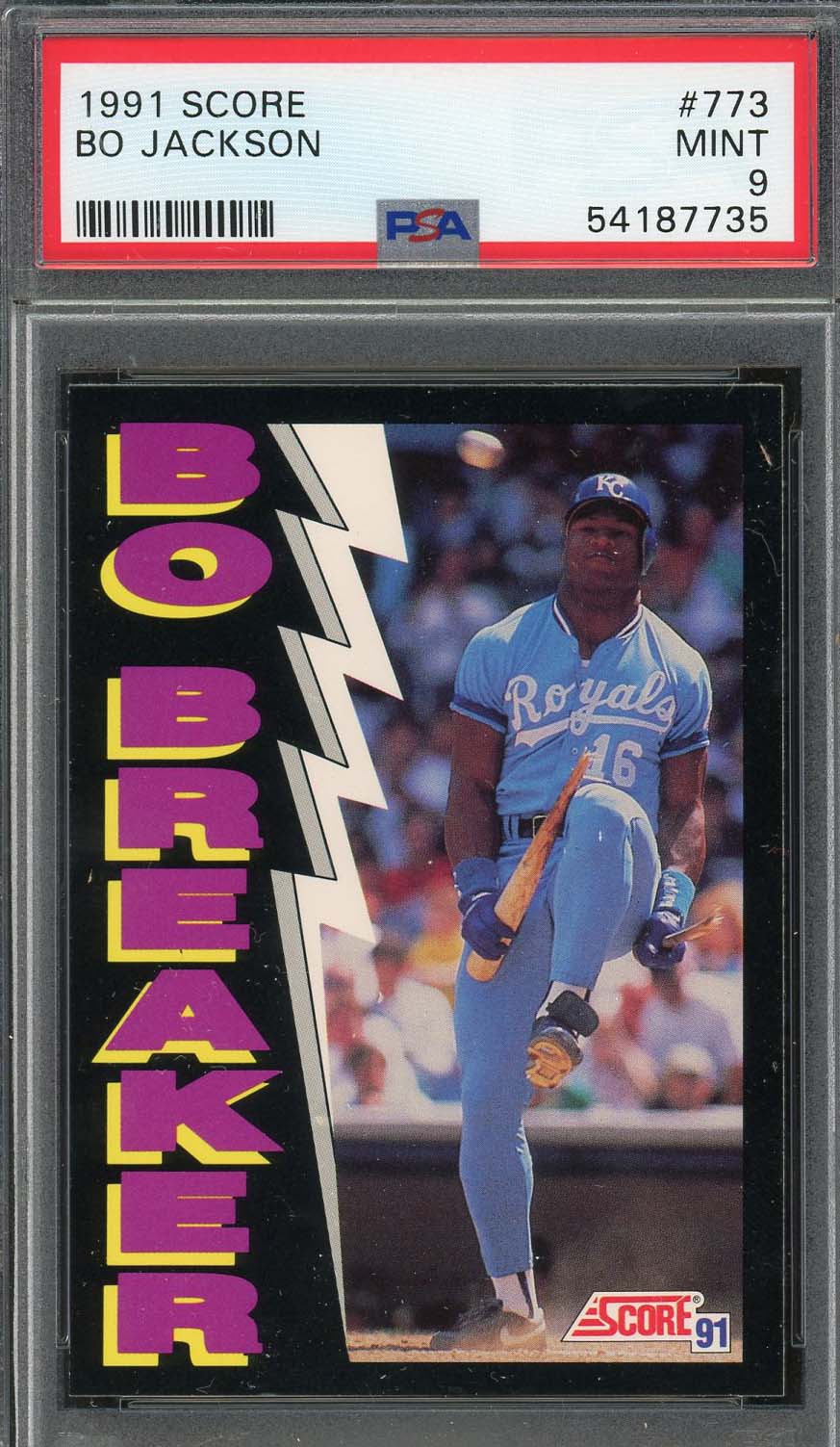 Bo Jackson 1991 Score Bo Breaker Baseball Card #773 Graded PSA 9