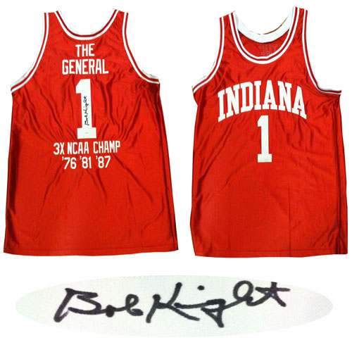 Bobby Knight Signed Indiana University Hoosiers Red Jersey JSA