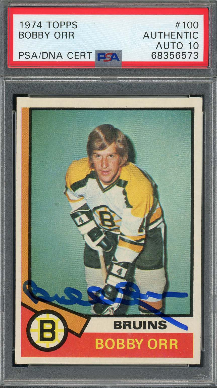 Bobby Orr Autographed 1974 Topps Hockey Signed Card #100 Auto PSA 10 68356573