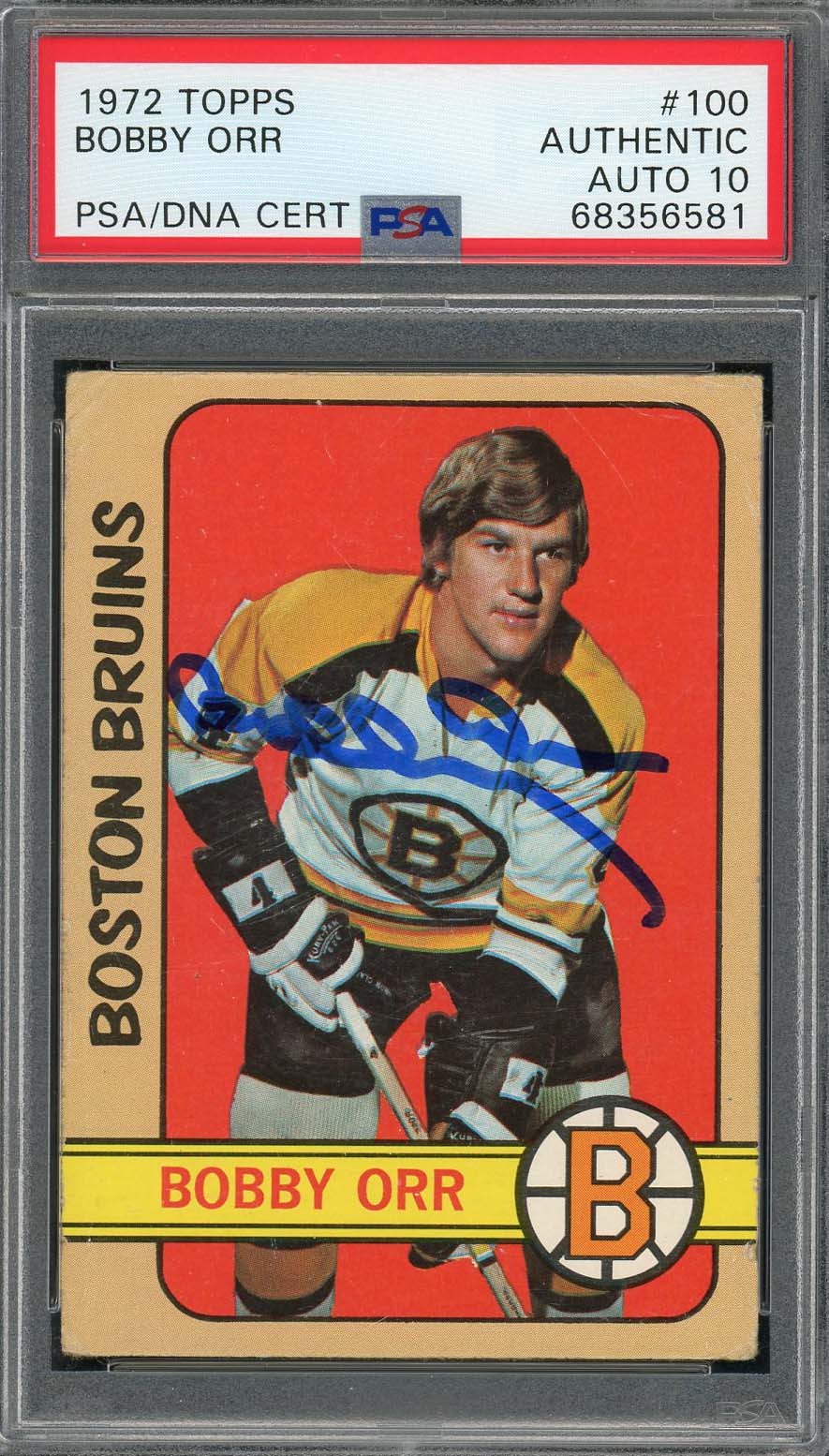 Bobby Orr Autographed 1972 Topps Hockey Signed Card #100 Auto PSA 10 68356581
