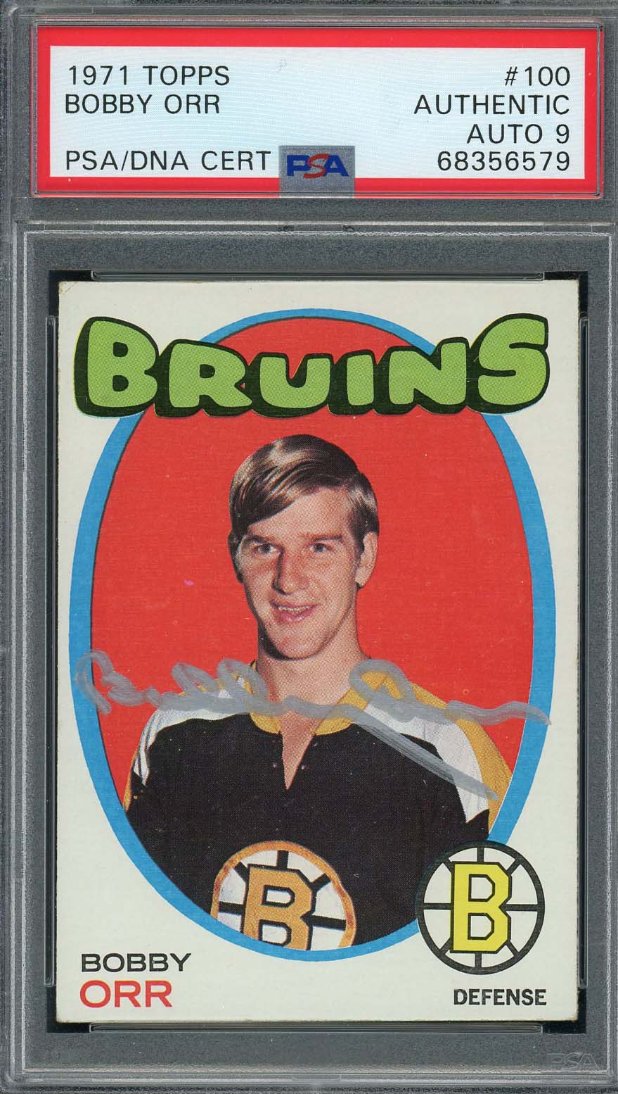Bobby Orr Autographed 1971 Topps Hockey Signed Card #100 Auto PSA 9 68356579