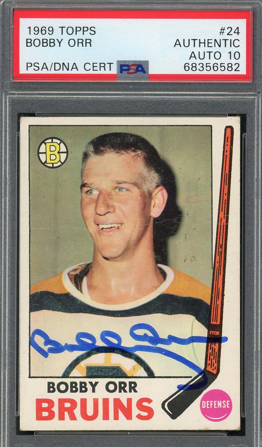 Bobby Orr Autographed 1969 Topps Hockey Signed Card #24 Auto PSA 10 68356582
