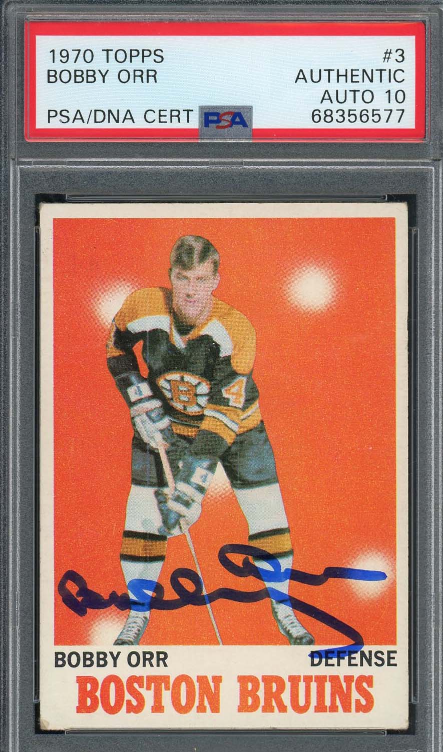 Bobby Orr Autographed 1970 Topps Hockey Signed Card #3 Auto PSA 10 68356577 Bobby Orr Autographed 1970 Topps Hockey Signed Card #3 Auto PSA 10 68356577