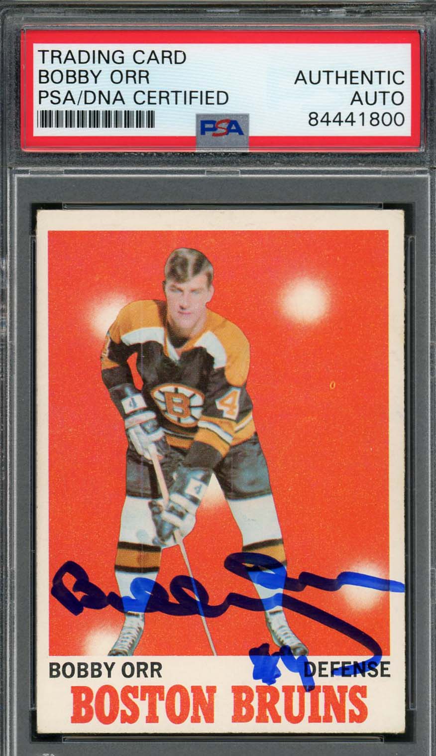 Bobby Orr Autographed 1970 Topps Signed Hockey Card #3 PSA DNA B
