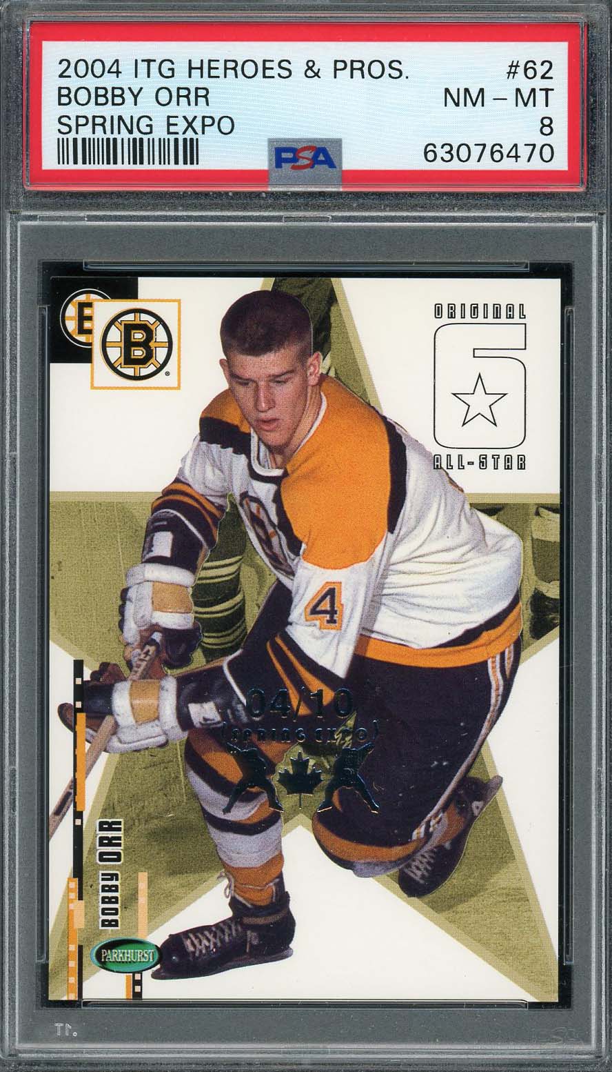 Bobby Orr 2004 Parkhurst ITG Heroes Prospects Hockey Card #62 Graded PSA 8 4/10