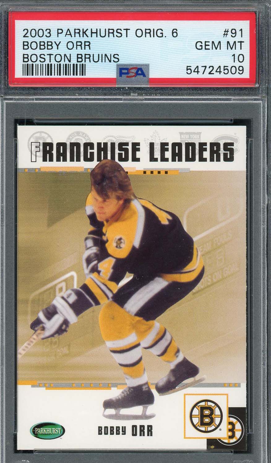 Bobby Orr 2003 Parkhurst Original 6 Hockey Card #91 Graded PSA 10