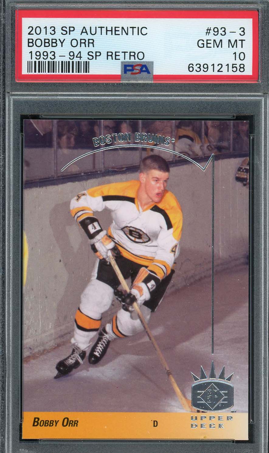 Bobby Orr 2013 Upper Deck SP Authentic SP Retro Hockey Card #93-3 Graded PSA 10