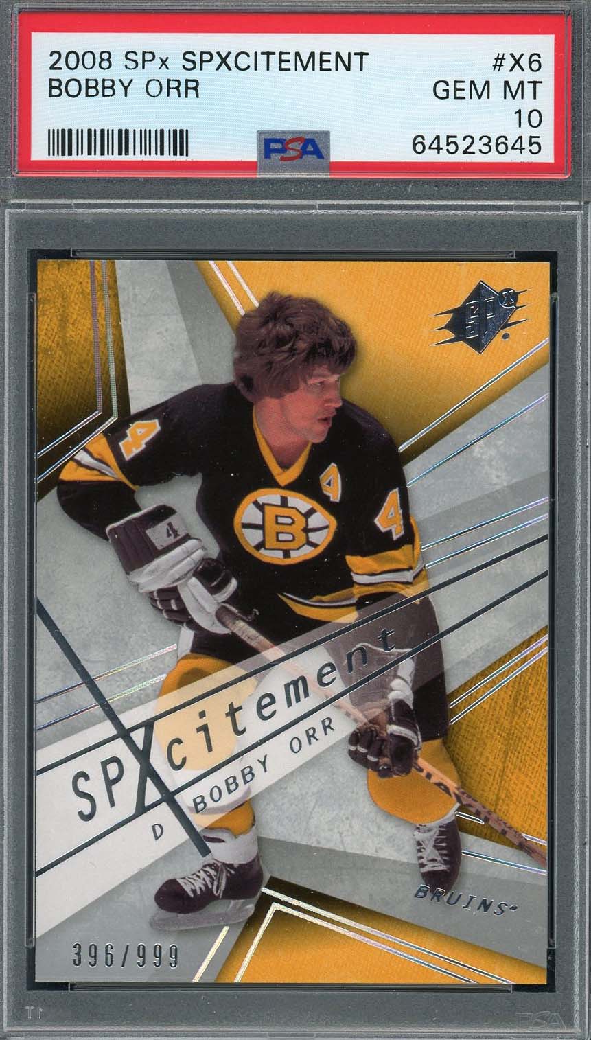 Bobby Orr 2008 Upper Deck SPx Spxcitement Hockey Card #X6 Graded PSA 10 Bobby Orr 2008 Upper Deck SPx Spxcitement Hockey Card #X6 Graded PSA 10